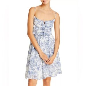 Lucy Paris Cotton Toile Print Dress Smocked Waist Size Small